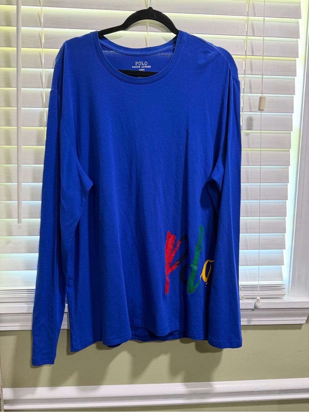 Polo by Ralph Lauren Navy Blue Crewneck Long Sleeve Tee with White Print